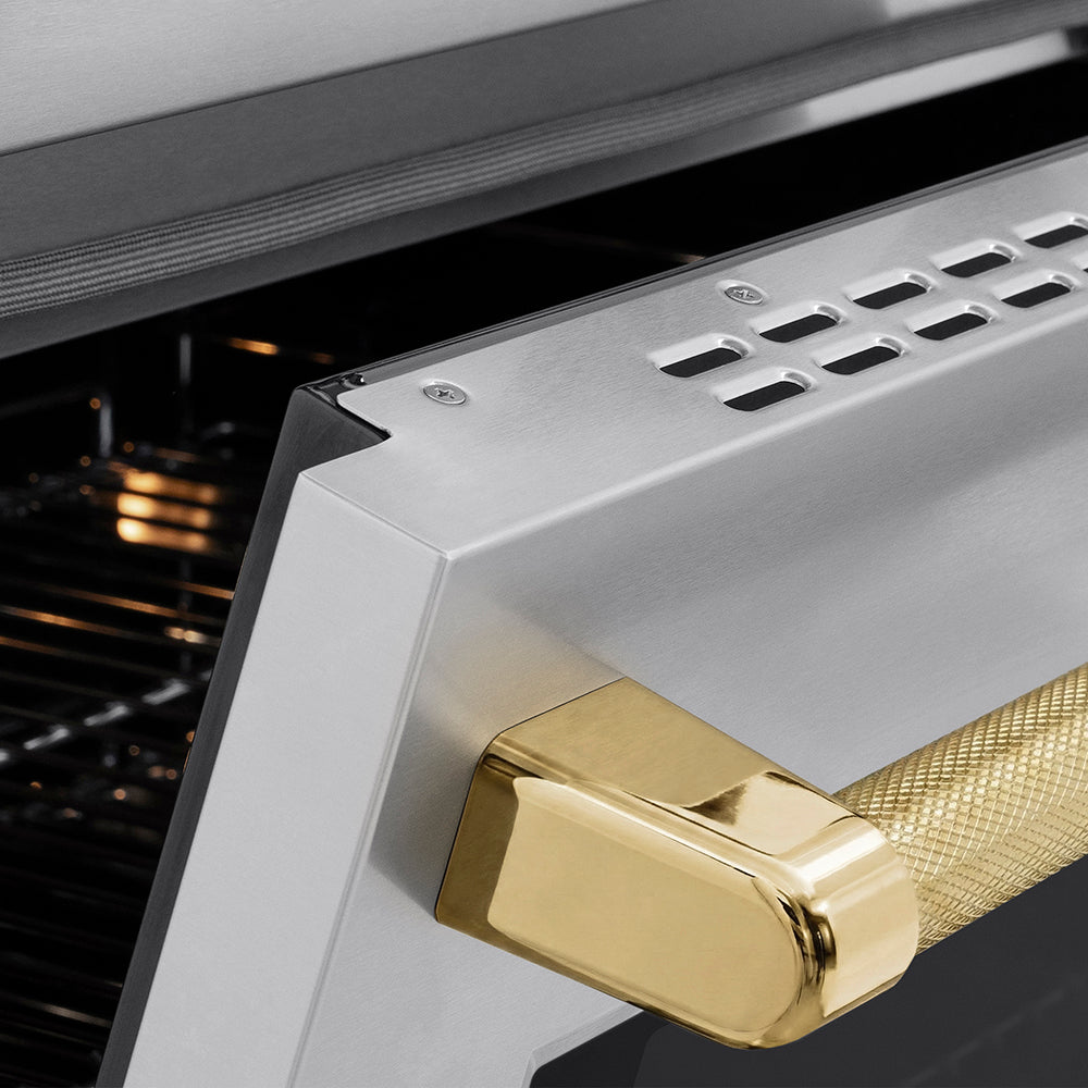 ZLINE 36 in. Induction Range 5.2 cu. ft. 5 Element Cooktop Electric Convection Oven Stainless Steel Polished Gold Accents (SINRZ-36-KG)
