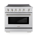 ZLINE 36 in. Induction Range 5.2 cu. ft. 5 Element Cooktop Electric Convection Oven Stainless Steel Polished Nickel Accents (SINRZ-36-KPN)