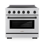 ZLINE 36 in. Induction Range 5.2 cu. ft. 5 Element Cooktop Electric Convection Oven Stainless Steel Matte Black Accents (SINRZ-36-MB)