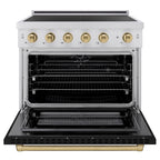 ZLINE 36 in. Induction Range 5.2 cu. ft. 5 Elements Electric Convection Oven Stainless Steel Black Matte Door Champagne Bronze Accents (SINRZ-BLM-36-CB)
