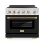 ZLINE 36 in. Induction Range 5.2 cu. ft. 5 Elements Electric Convection Oven Stainless Steel Black Matte Door Champagne Bronze Accents (SINRZ-BLM-36-CB)