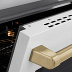 ZLINE 24 in Induction Range 3.2 cu ft Electric Convection Oven 3 Element Cooktop Stainless Steel White Matte Door Champagne Bronze Accents (SINRZ-WM-24-CB)