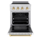 ZLINE 24 in Induction Range 3.2 cu. ft Electric Convection Oven Stainless Steel White Matte Door Polished Gold Accents (SINRZ-WM-24-G)