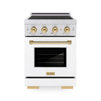ZLINE 24 in Induction Range 3.2 cu. ft Electric Convection Oven Stainless Steel White Matte Door Polished Gold Accents (SINRZ-WM-24-G)