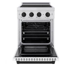 ZLINE 24 in. Induction Range 3.2 cu. ft. Electric Convection Oven 3 Burners Stainless Steel White Matte Door Matte Black Accents (SINRZ-WM-24-MB)