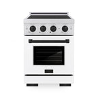 ZLINE 24 in. Induction Range 3.2 cu. ft. Electric Convection Oven 3 Burners Stainless Steel White Matte Door Matte Black Accents (SINRZ-WM-24-MB)