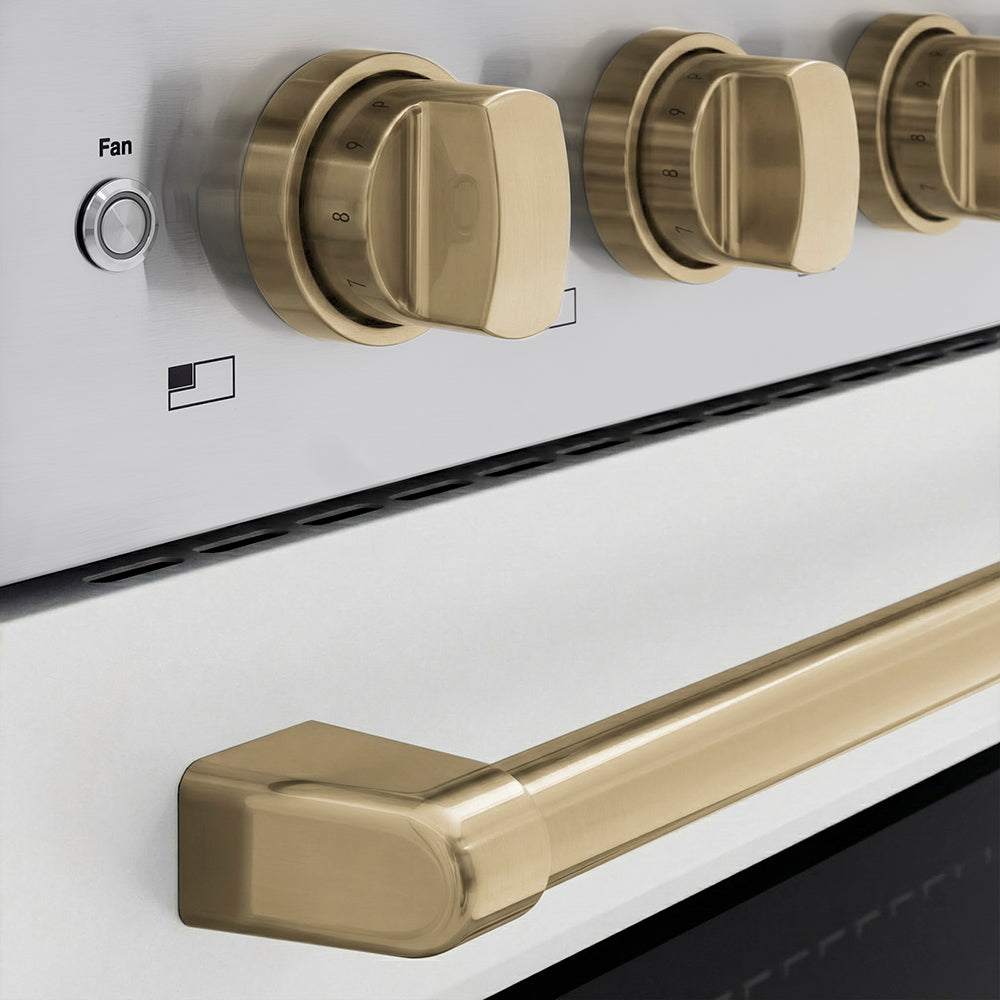 ZLINE 30 in. Induction Range 4.2 cu. ft. 4 Elements Electric Convection Oven Stainless Steel White Matte Door Champagne Bronze Accents (SINRZ-WM-30-CB)
