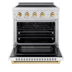 ZLINE 30 in. Induction Range 4.2 cu. ft. 4 Elements Electric Convection Oven Stainless Steel White Matte Door Polished Gold Accents (SINRZ-WM-30-G)