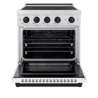 ZLINE 30 in. Induction Range 4.2 cu. ft. 4 Elements Electric Convection Oven White Matte Door Matte Black Accents (SINRZ-WM-30-MB)