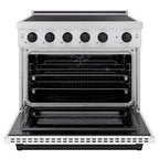 ZLINE 36 in. Induction Range 5.2 cu. ft. 5 Element Cooktop Electric Convection Oven Stainless Steel White Matte Door Matte Black Accents (SINRZ-WM-36-MB)