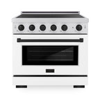 ZLINE 36 in. Induction Range 5.2 cu. ft. 5 Element Cooktop Electric Convection Oven Stainless Steel White Matte Door Matte Black Accents (SINRZ-WM-36-MB)