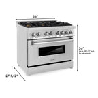 ZLINE 36-Inch Dual Fuel Range with 6 Gas Burners and Electric Convection Oven, Stainless Steel with Brass Burners (RA-BR-36)