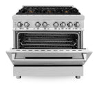 ZLINE 36-Inch Dual Fuel Range with 6 Gas Burners and Electric Convection Oven, Stainless Steel with Brass Burners (RA-BR-36)