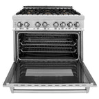 ZLINE 36 in. Dual Fuel Range with 6 Brass Gas Burners, Electric Convection Oven, Griddle, 4.6 cu. ft., Stainless Steel (RA-BR-GR-36)