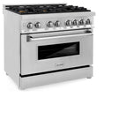 ZLINE 36-Inch Dual Fuel Range with 6 Gas Burners and Electric Convection Oven, Stainless Steel with Brass Burners (RA-BR-36)