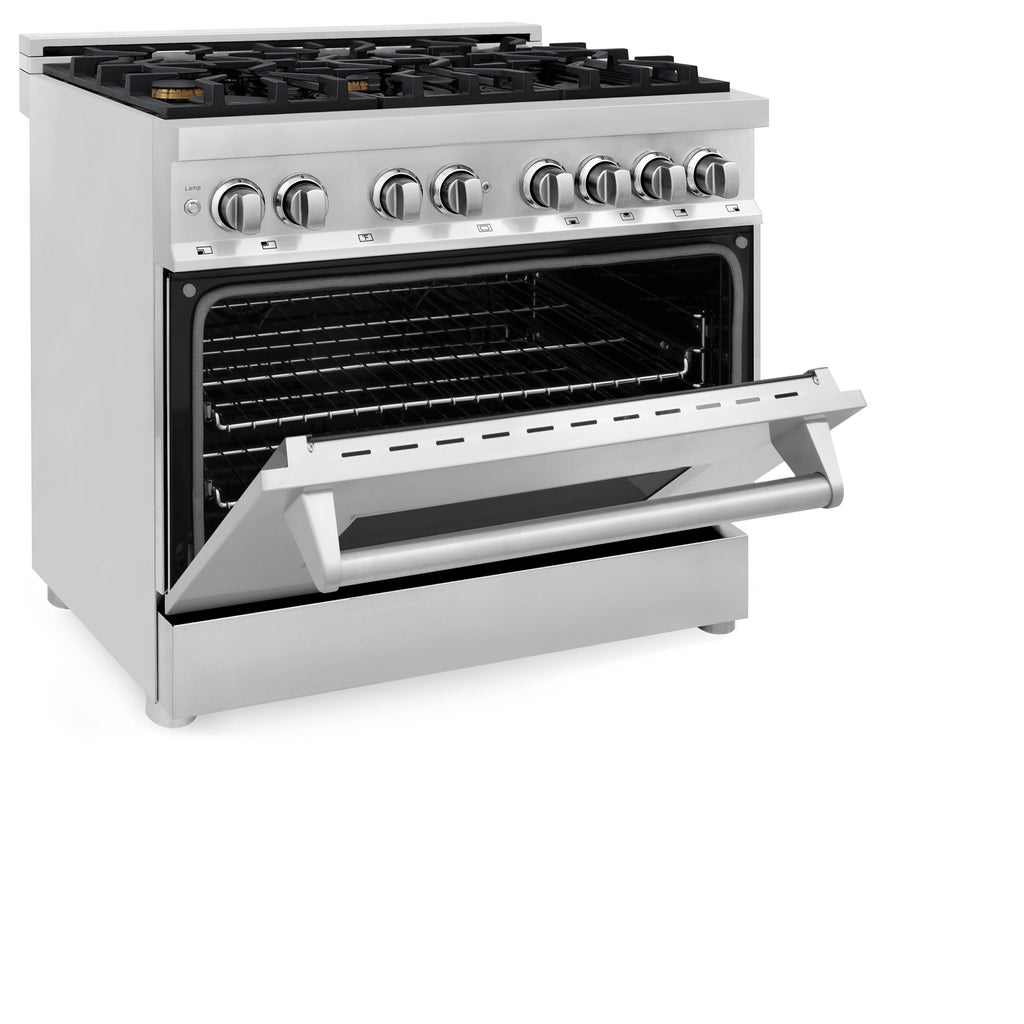ZLINE 36-Inch Dual Fuel Range with 6 Gas Burners and Electric Convection Oven, Stainless Steel with Brass Burners (RA-BR-36)
