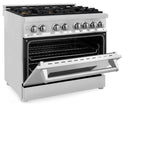 ZLINE 36-Inch Dual Fuel Range with 6 Gas Burners and Electric Convection Oven, Stainless Steel with Brass Burners (RA-BR-36)