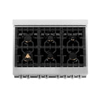 ZLINE 36 in. Dual Fuel Range with 6 Brass Gas Burners, Electric Convection Oven, Griddle, 4.6 cu. ft., Stainless Steel (RA-BR-GR-36)