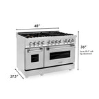 ZLINE 48" Dual Fuel Range with Gas Cooktop, Electric Convection Oven, Brass Burners and Griddle in Stainless Steel (RA-BR-GR-48)