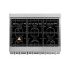 ZLINE 36 in. Legacy Dual Fuel Range with Gas Cooktop, Electric Convection Oven, 6 Brass Burners and Griddle in Satin Stainless Steel, 4.6 cu. ft. (RAS-SN-BR-GR-36)