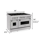 ZLINE 48 in. 6.0 cu. ft. Legacy Dual Fuel Range with 6 Brass Burners and Griddle, 2 Electric Ovens, Satin Stainless Steel (RAS-SN-BR-GR-48)