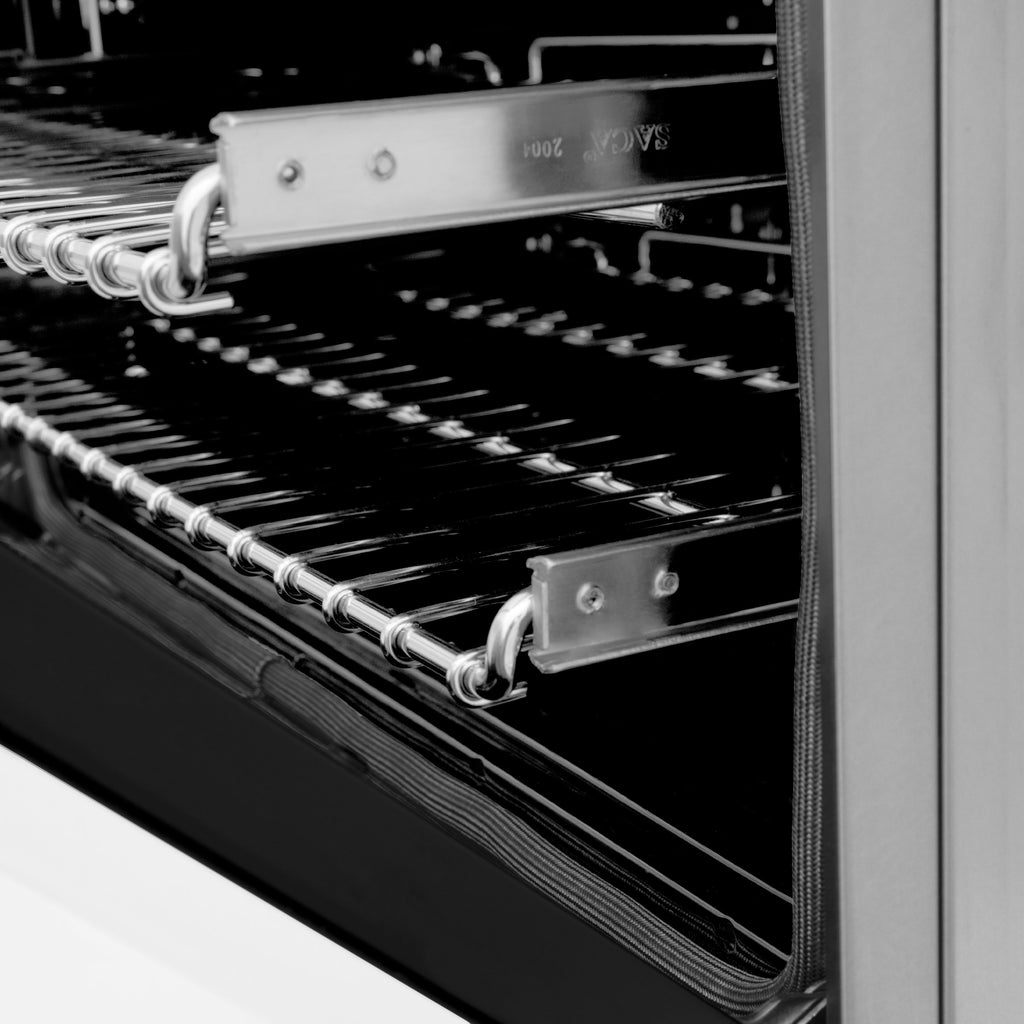 ZLINE 36 in. 4.6 cu. ft. Legacy Dual Fuel Range with 6-Burner Gas Cooktop and Electric Convection Oven, Satin Stainless Steel with White Matte Door (RAS-WM-36)