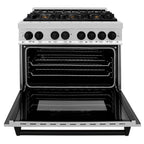ZLINE Autograph Edition 36 in. 4.6 cu. ft. Dual Fuel Range with Gas Cooktop and Electric Convection Oven in Stainless Steel with Black Matte Accents (RAZ-36-MB)