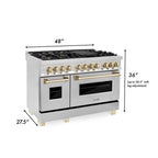 ZLINE Autograph Edition 48-Inch Dual Fuel Range, 6.0 cu. ft. Oven, Stainless Steel with Gold Accents (Model RAZ-48-G)