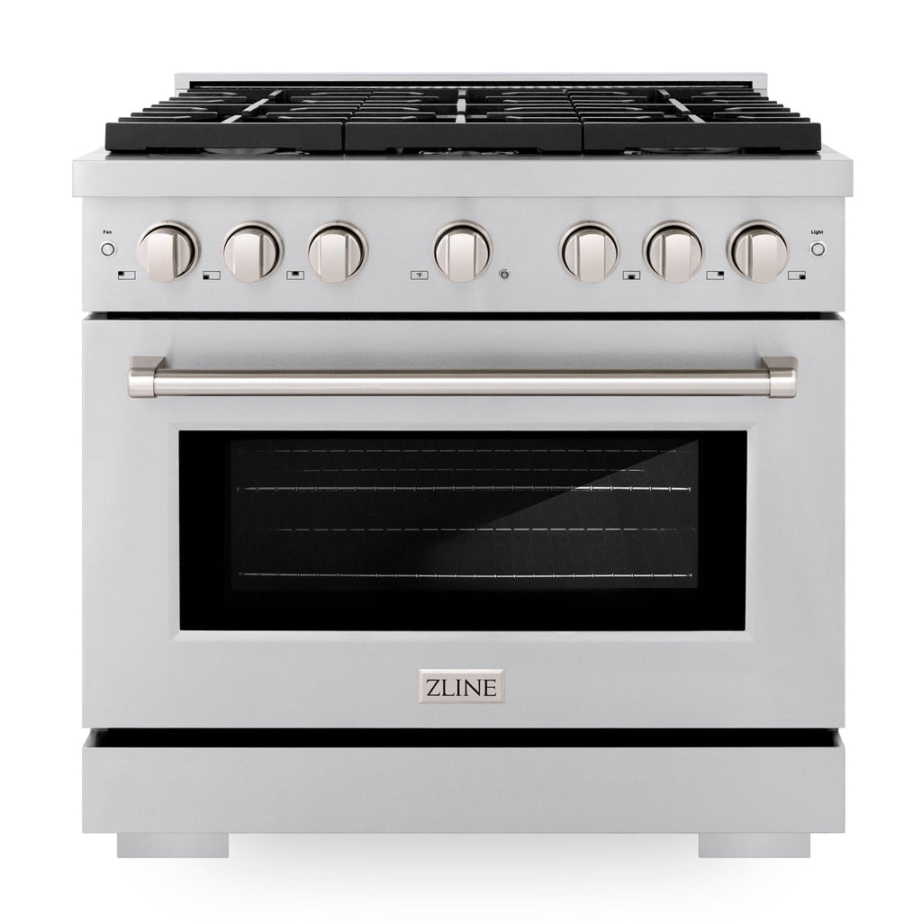 ZLINE Paramount 36 in. Dual Fuel Range, 5.2 cu. ft. Electric Convection Oven, 6 Gas Burners, Stainless Steel (SDR36)