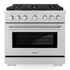ZLINE Appliance Package - 36" Gas Range, Range Hood, Microwave Drawer, Dishwasher and Beverage Fridge, 5KP-SGRRH36-MWDWV-RBV