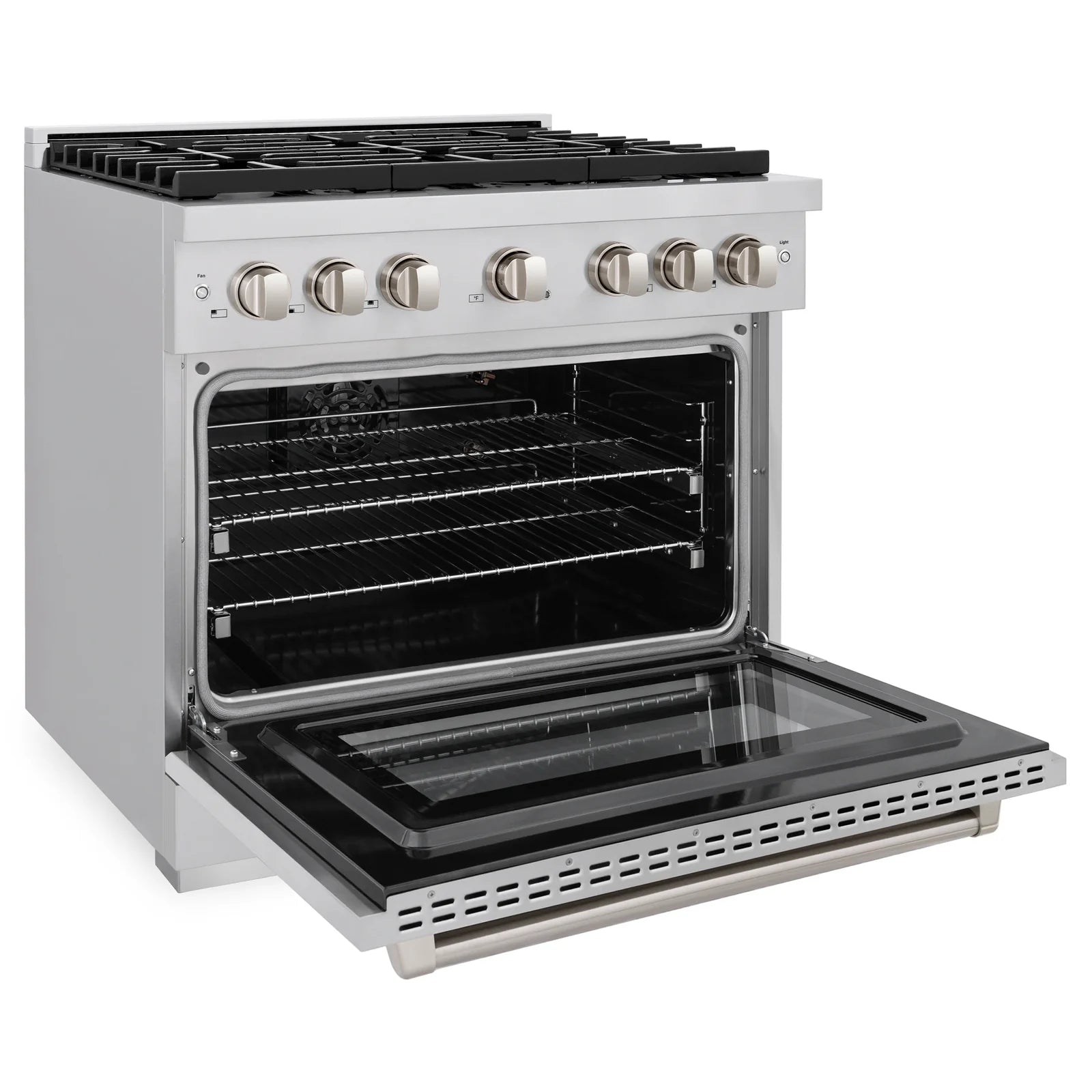 ZLINE Appliance Package - 36" Gas Range, Range Hood, Microwave Drawer, Dishwasher and Beverage Fridge, 5KP-SGRRH36-MWDWV-RBV