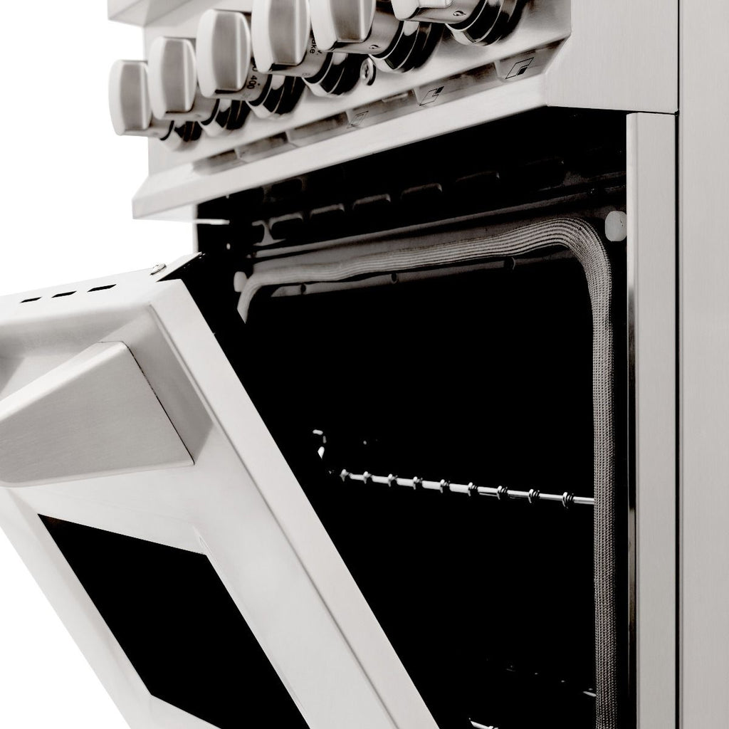 ZLINE 24 in. Dual Fuel Range with Gas Burners and Electric Oven in Stainless Steel with Brass Burners (RA-BR-24)