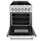 ZLINE 24 in. Dual Fuel Range with Gas Burners and Electric Oven in Stainless Steel with Brass Burners (RA-BR-24)