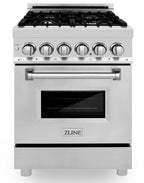 ZLINE 24 in. Dual Fuel Range with Gas Burners and Electric Oven in Stainless Steel with Brass Burners (RA-BR-24)