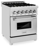 ZLINE 24 in. Dual Fuel Range with Gas Burners and Electric Oven in Stainless Steel with Brass Burners (RA-BR-24)