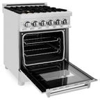 ZLINE 24 in. Dual Fuel Range with Gas Burners and Electric Oven in Stainless Steel with Brass Burners (RA-BR-24)