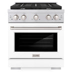 ZLINE Paramount 30 in. Dual Fuel Range, 4 Burners, 4.2 cu. ft. Electric Convection Oven, Stainless Steel with White Matte Door (SDR-WM-30)