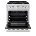 ZLINE Paramount 30 in. Dual Fuel Range, 4 Burners, 4.2 cu. ft. Electric Convection Oven, Stainless Steel with White Matte Door (SDR-WM-30)