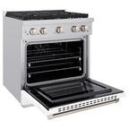 ZLINE Paramount 30 in. Dual Fuel Range, 4 Burners, 4.2 cu. ft. Electric Convection Oven, Stainless Steel with White Matte Door (SDR-WM-30)