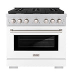 ZLINE Paramount 36 in. Dual Fuel Range with 6 Gas Burners and Electric Convection Oven, 5.2 cu. ft., Stainless Steel with White Matte Door (SDR-WM-36)