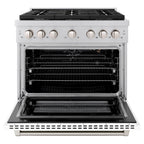 ZLINE Paramount 36 in. Dual Fuel Range with 6 Gas Burners and Electric Convection Oven, 5.2 cu. ft., Stainless Steel with White Matte Door (SDR-WM-36)