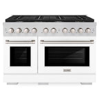 ZLINE Paramount 48 in. Double Oven Dual Fuel Range with 8 Gas Burners, 6.7 cu. ft. Capacity, Stainless Steel with White Matte Doors (SDR-WM-48)