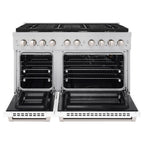 ZLINE Paramount 48 in. Double Oven Dual Fuel Range with 8 Gas Burners, 6.7 cu. ft. Capacity, Stainless Steel with White Matte Doors (SDR-WM-48)