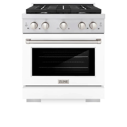 ZLINE Paramount 30 in. 4.2 cu. ft. Gas Range with Convection Oven, Stainless Steel with White Matte Door (Model SGR-WM-30)