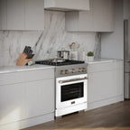 ZLINE Paramount 30 in. 4.2 cu. ft. Gas Range with Convection Oven, Stainless Steel with White Matte Door (Model SGR-WM-30)