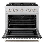 ZLINE 36-Inch Paramount Series Gas Range with Convection Oven, 5.2 cu. ft., Stainless Steel with White Matte Door (Model SGR-WM-36)