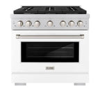 ZLINE 36-Inch Paramount Series Gas Range with Convection Oven, 5.2 cu. ft., Stainless Steel with White Matte Door (Model SGR-WM-36)