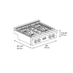 ZLINE 30" Paramount Gas Rangetop with 4 Burner DuoPro™ Cooktop in Stainless Steel, PSRT30