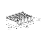 ZLINE Autograph 36" Paramount Gas Rangetop with 6 Burner DuoPro™ Cooktop in Black Stainless Steel and Champagne Bronze Accents, PSRTBZ-36-CB