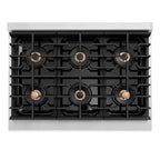 ZLINE Autograph 36" Paramount Gas Rangetop with 6 Burner DuoPro™ Cooktop in Stainless Steel and Polished Gold Accents, PSRTZ-36-G